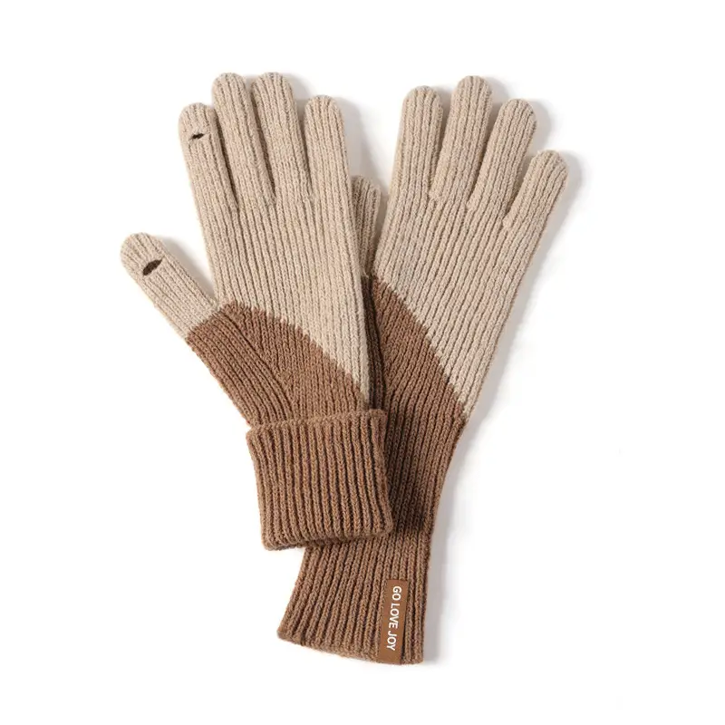 Winter Knitted Wool Gloves for Women, 46% Merino, Beige