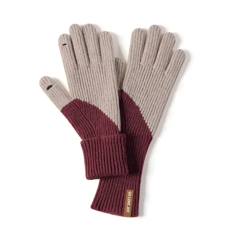 Winter Knitted Wool Gloves for Women, 46% Merino, Beige