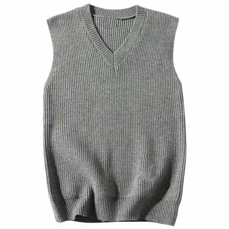 Men's V-Neck Waistcoat Vest Brown Knit - Image 10