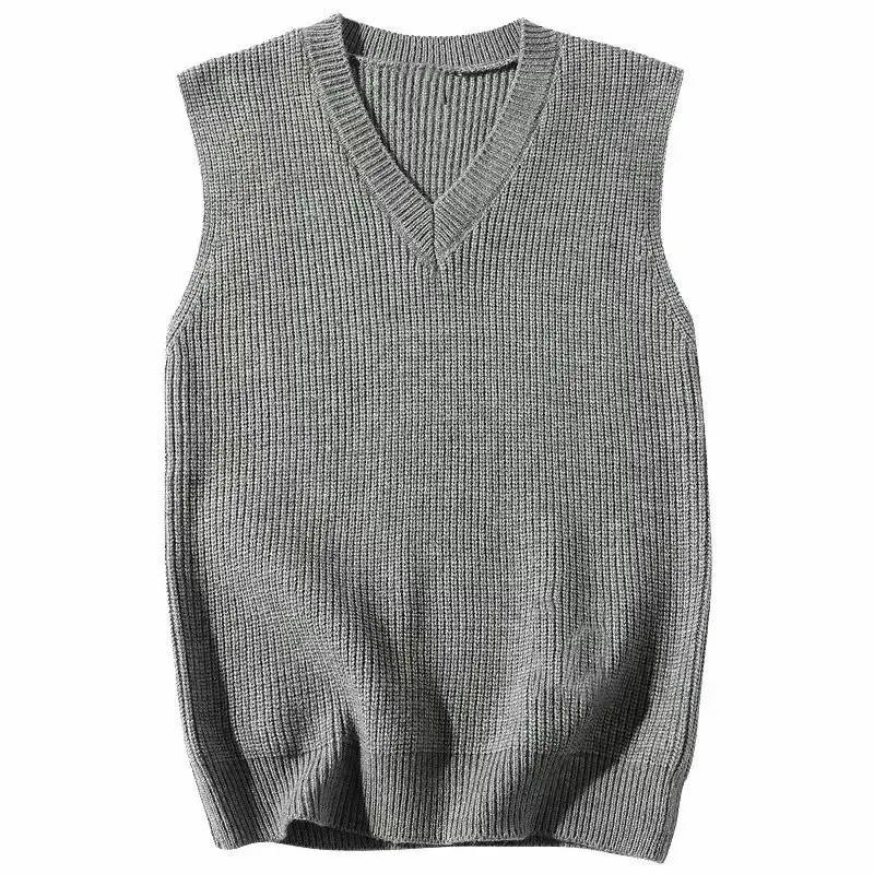 Men's V-Neck Waistcoat Vest Brown Knit — feature 39