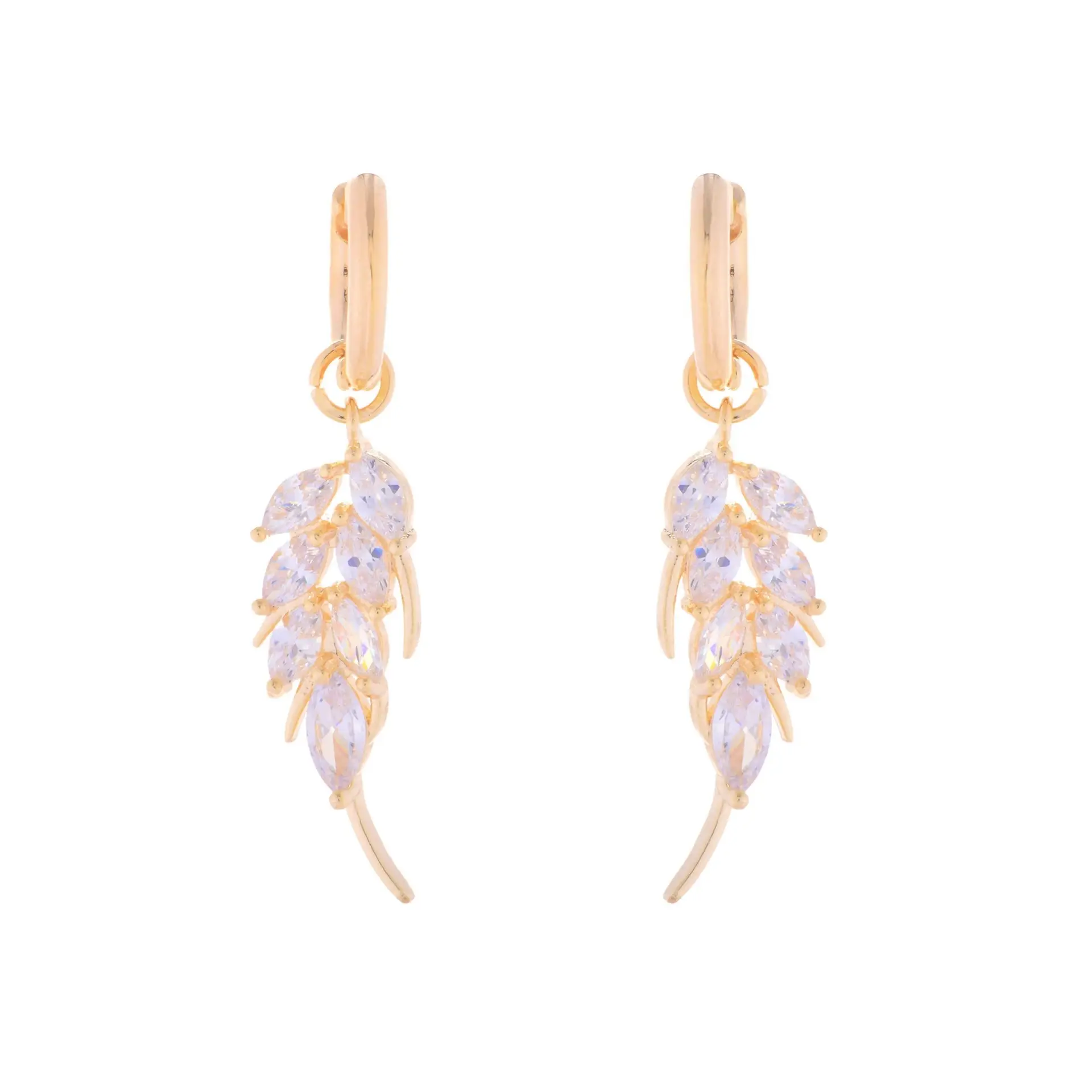 2022 New Zircon Leaf Ear Buckle Korean Design