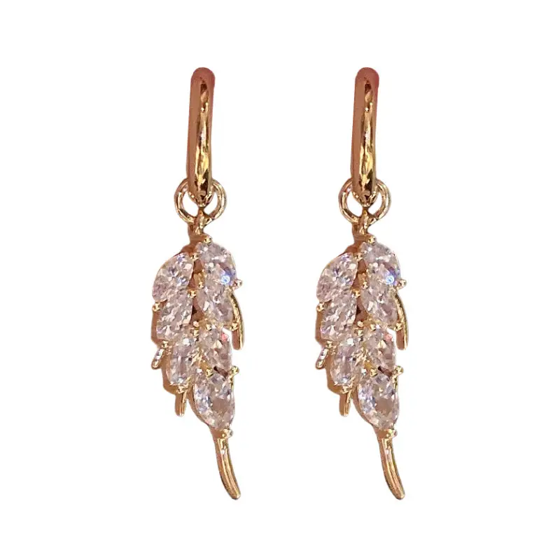 2022 New Zircon Leaf Ear Buckle Korean Design — feature 7