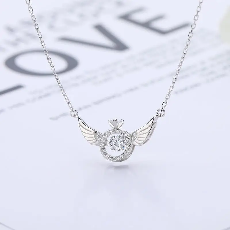 Angel Winged Heart Clavicle Necklace Gold Plated