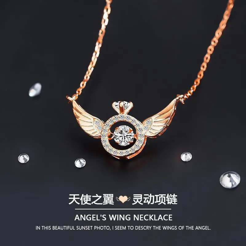 Angel Winged Heart Clavicle Necklace Gold Plated