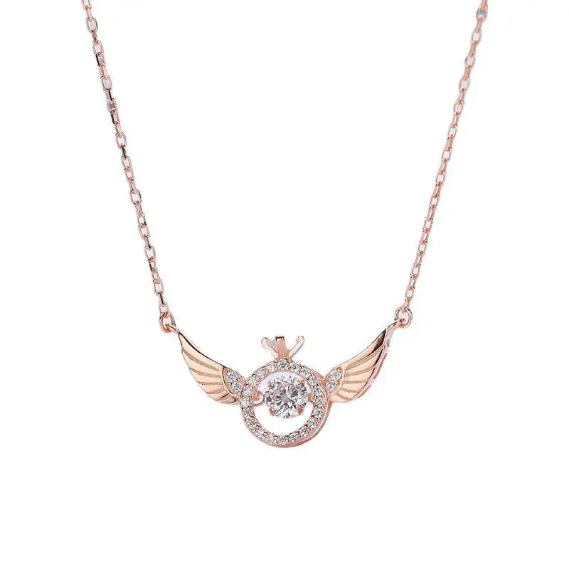 Angel Winged Heart Clavicle Necklace Gold Plated