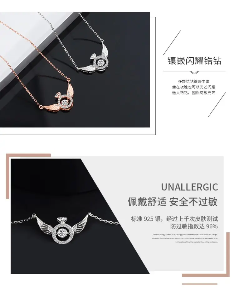 Angel Winged Heart Clavicle Necklace Gold Plated — feature 8