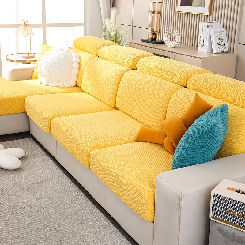 Light Luxury Twill Sofa Cover Yellow 4S