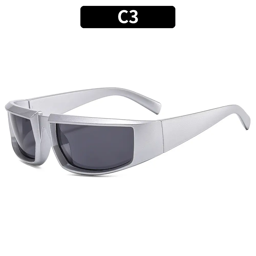 Futuristic Silver Hip-Hop Sunglasses Y2K 2022 - Image 3
