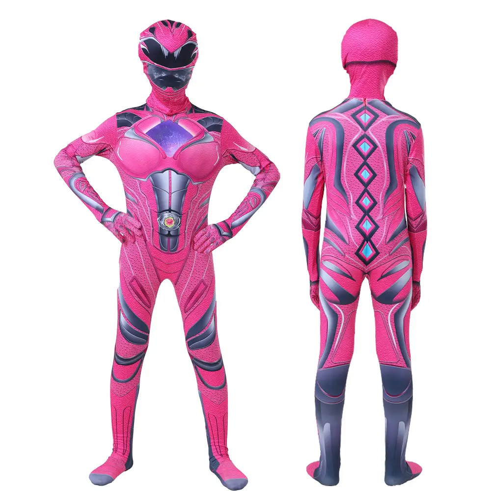 Superhero Zentai Set Pink Dinosaur Battle Team Uniform - Image 2