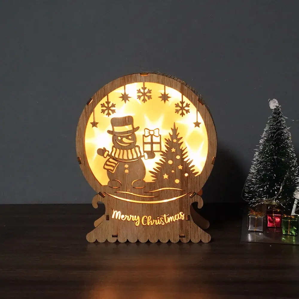 Wooden Christmas Ornament with LED Light & "Merry Christmas" Text - Image 11