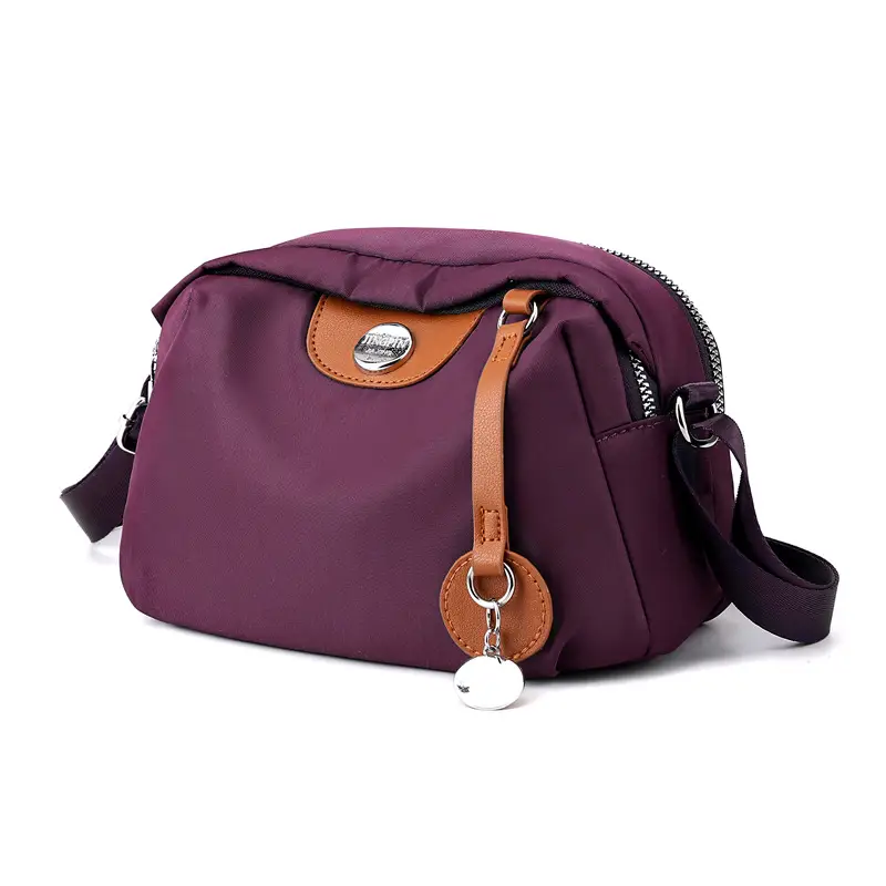 New Women's Purple Nylon Crossbody Bag Large Capacity