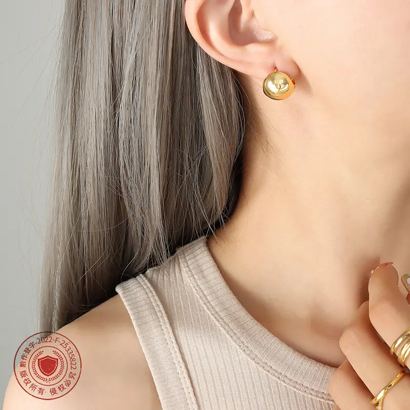Glossy Copper C-Shape Earrings for Women - Image 5