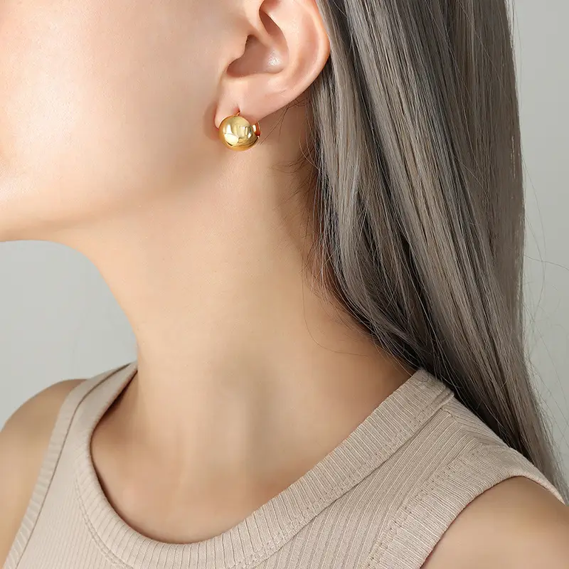 Glossy Copper C-Shape Earrings for Women - Image 6