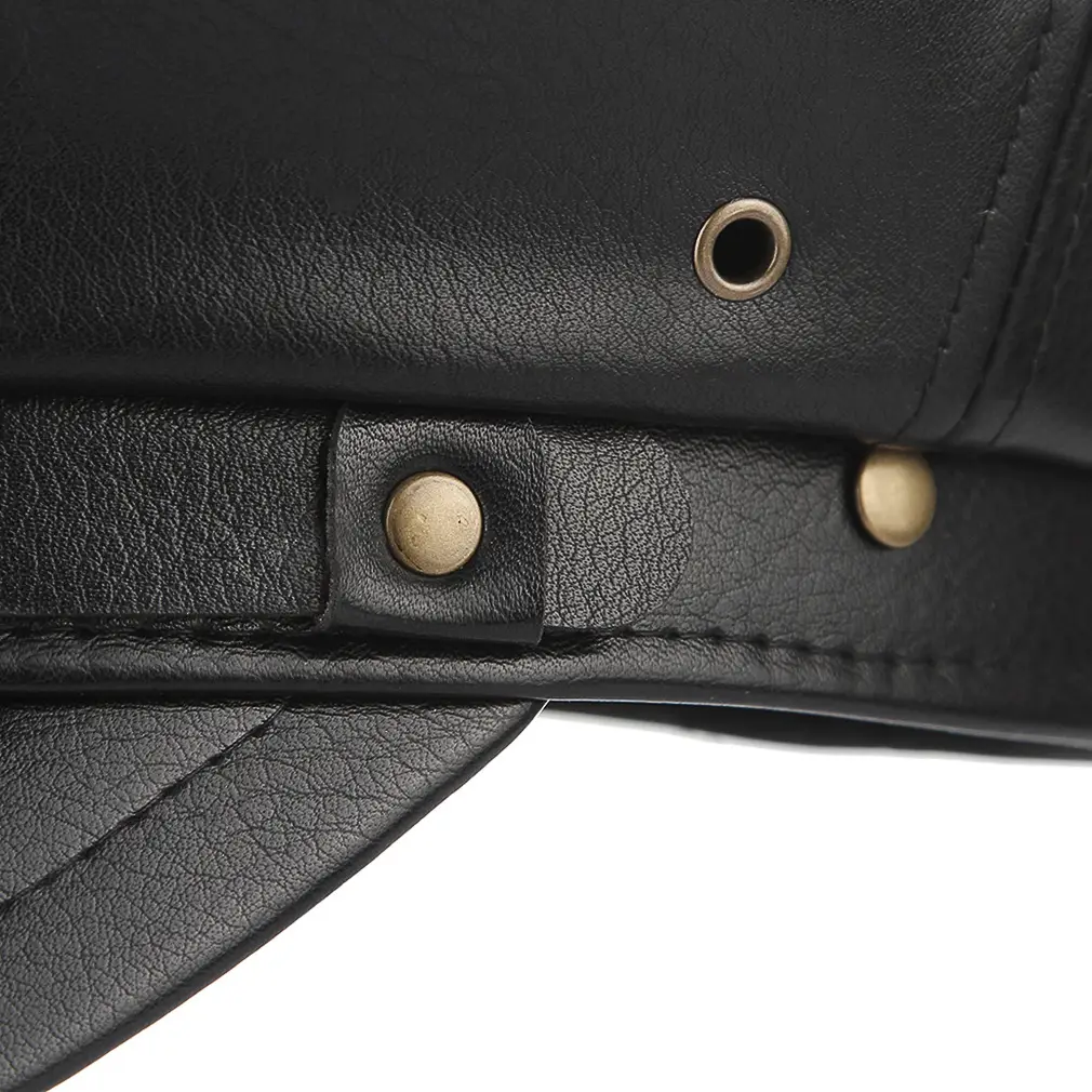 Navy PU Leather Newsboy Cap for Men Women - Image 5