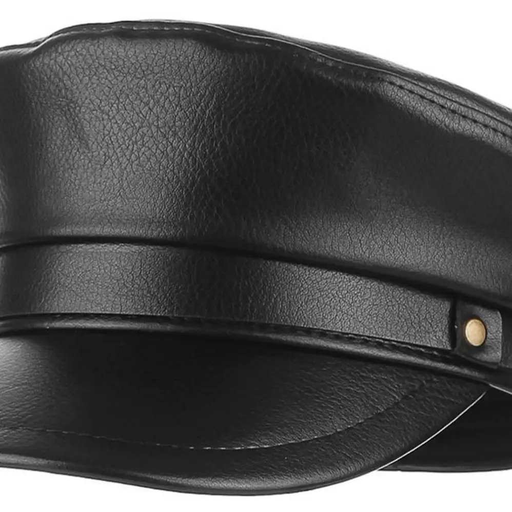 Navy PU Leather Newsboy Cap for Men Women - Image 7