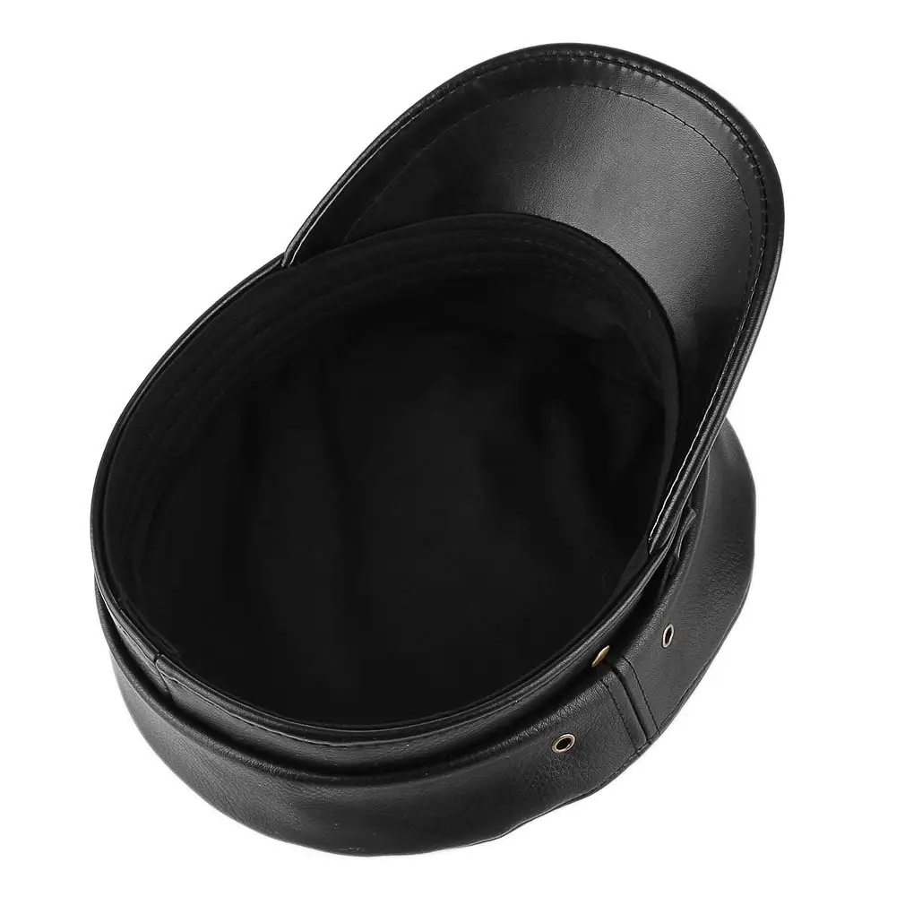 Navy PU Leather Newsboy Cap for Men Women — feature 4