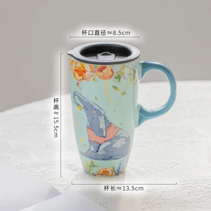 Xianlin Mystery Ceramic Cup Large Capacity with Lid - Image 3