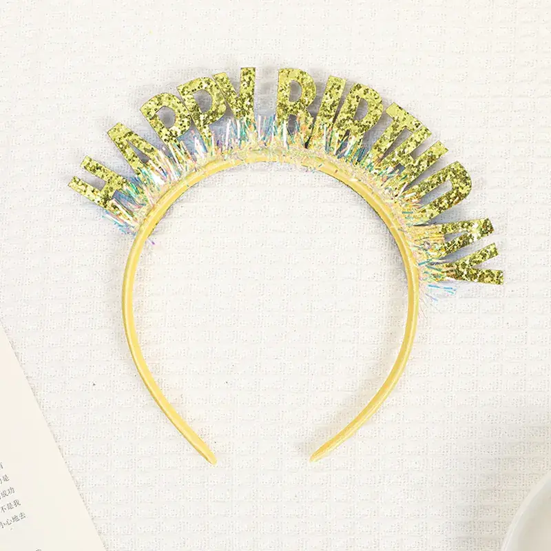 Laser Sequins Happy Birthday Hair Hoop Pink