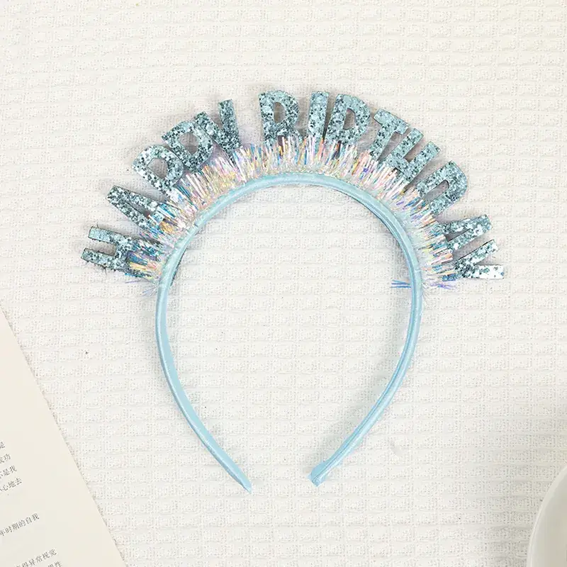 Laser Sequins Happy Birthday Hair Hoop Pink