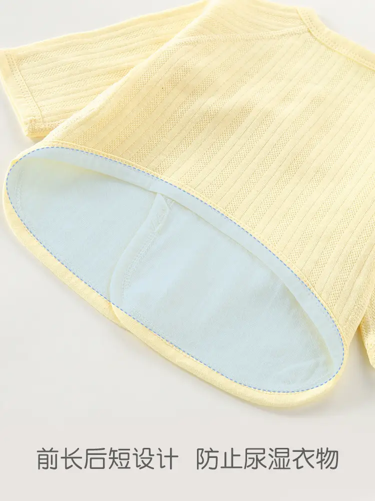 Yellow Oblique Cotton Baby Top for Boys Girls