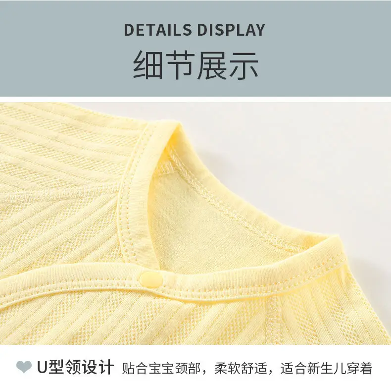 Yellow Oblique Cotton Baby Top for Boys Girls — feature 10