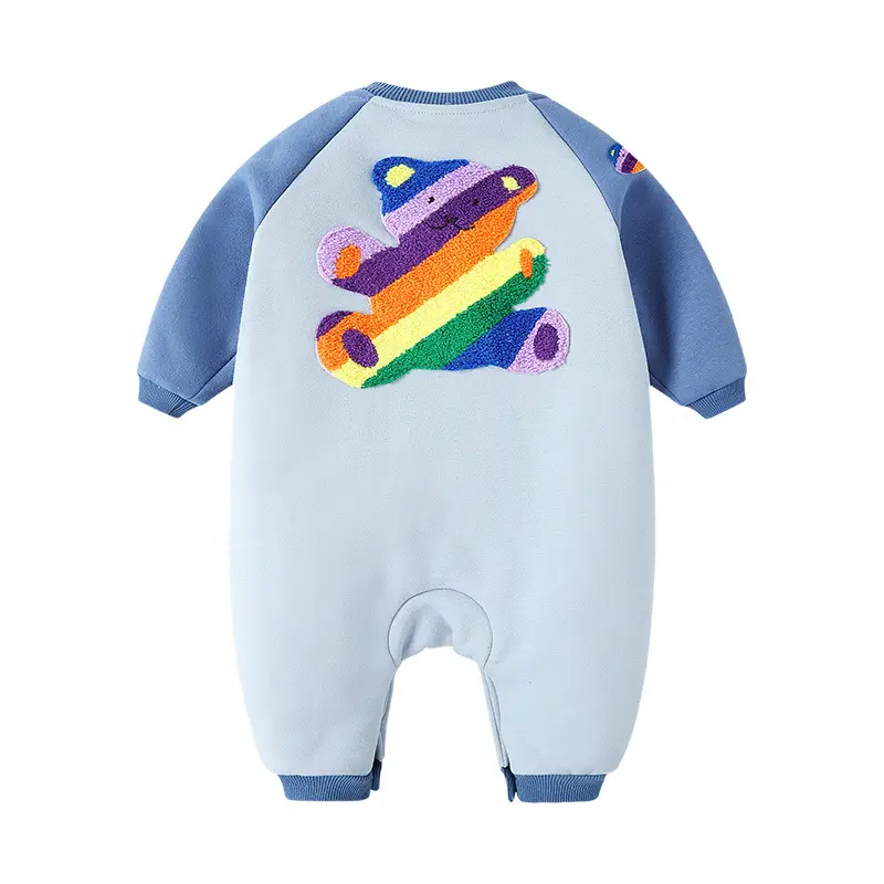 Baby Warm Fleece Lined Jumpsuit with Rainbow Print - Image 13