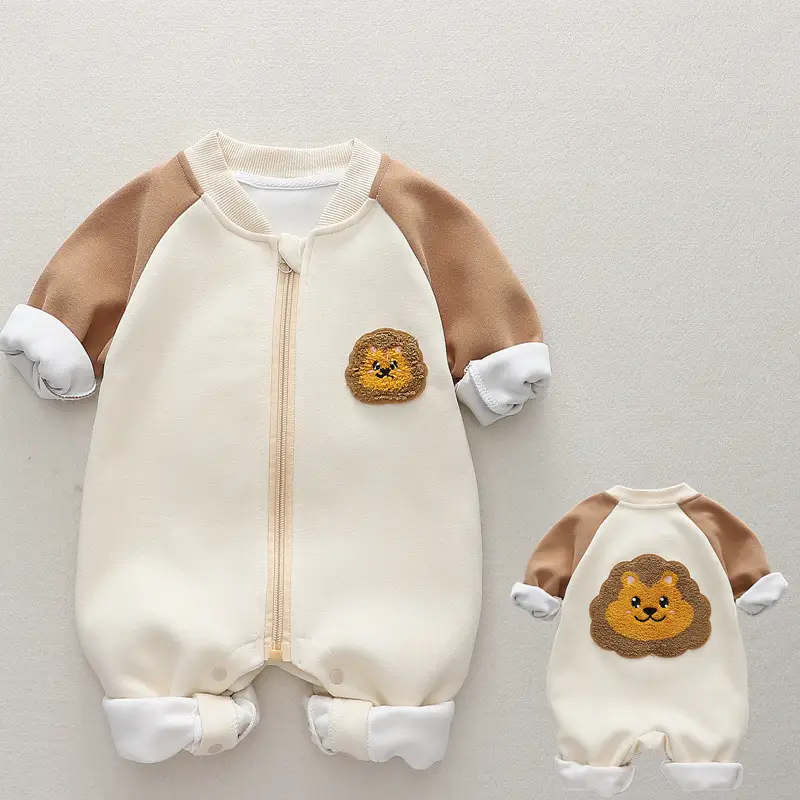 Baby Warm Fleece Lined Jumpsuit with Rainbow Print - Image 8