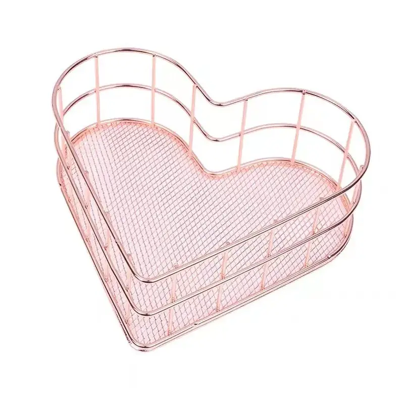 Heart Shaped Wire Storage Basket Set of 2