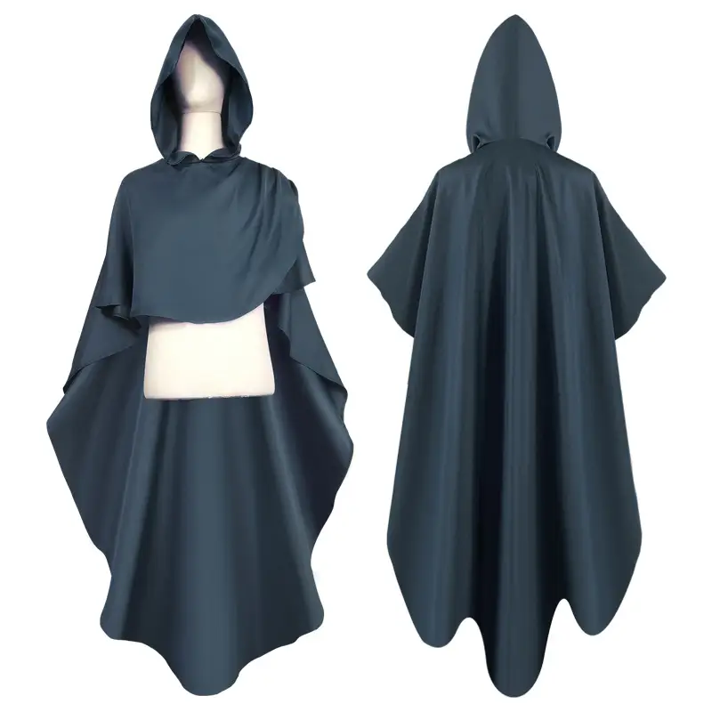 Black Hooded Medieval Knight Cloak Cosplay Set - Image 3