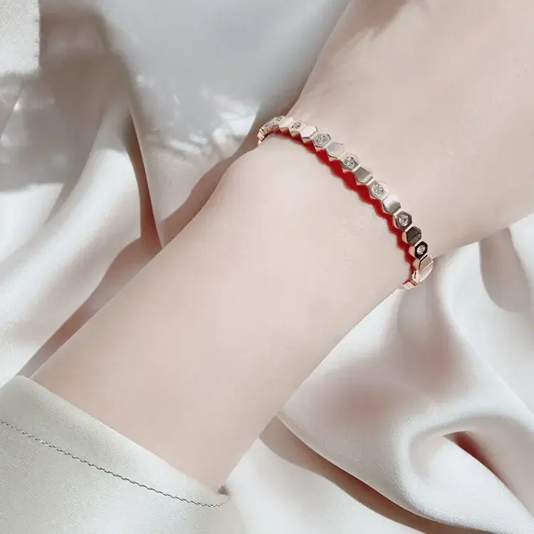 Titanium Steel Beehive Diamond Bracelet Women Gold Full Diamond - Image 5