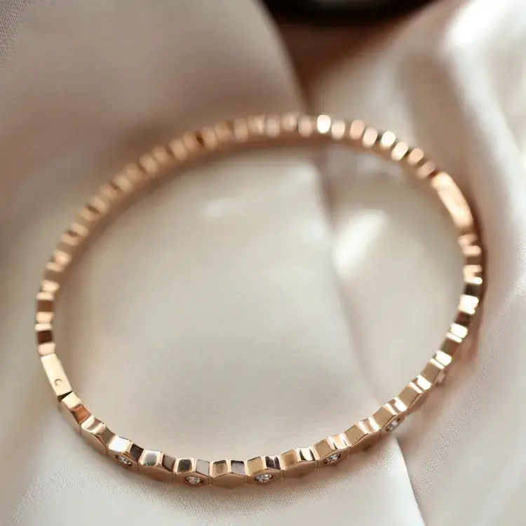 Titanium Steel Beehive Diamond Bracelet Women Gold Full Diamond - Image 8
