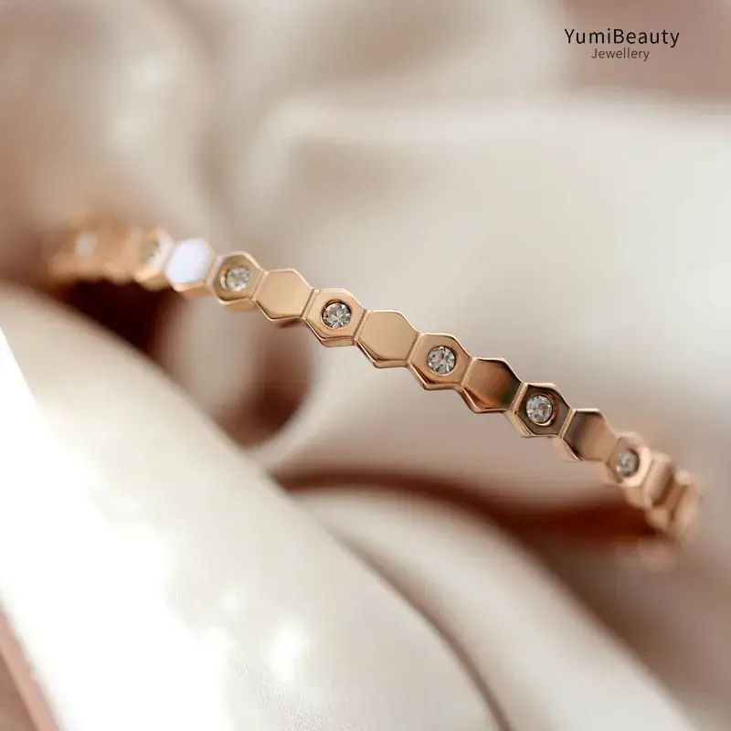 Titanium Steel Beehive Diamond Bracelet Women Gold Full Diamond - Image 2