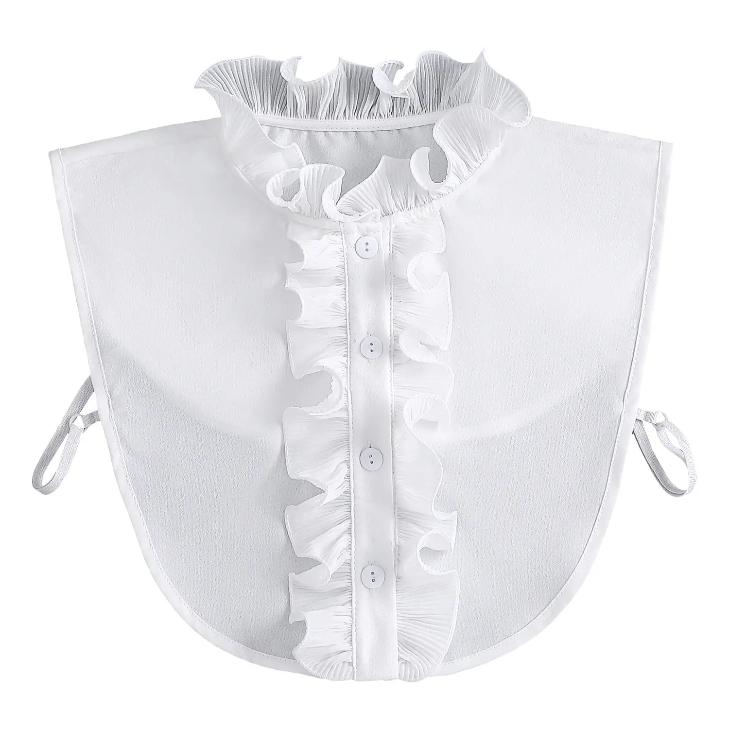 White Fake Collar with Ruffled Lace for Women - Image 7