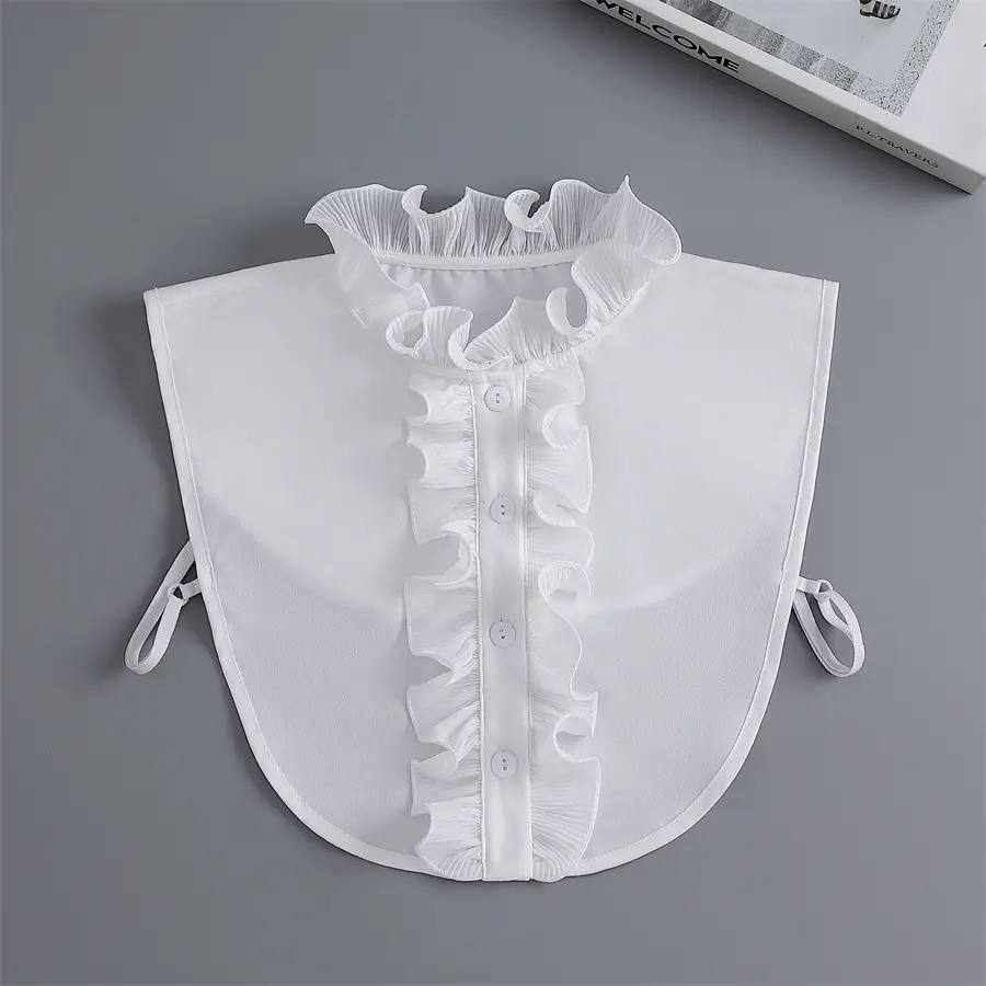 White Fake Collar with Ruffled Lace for Women — feature 11