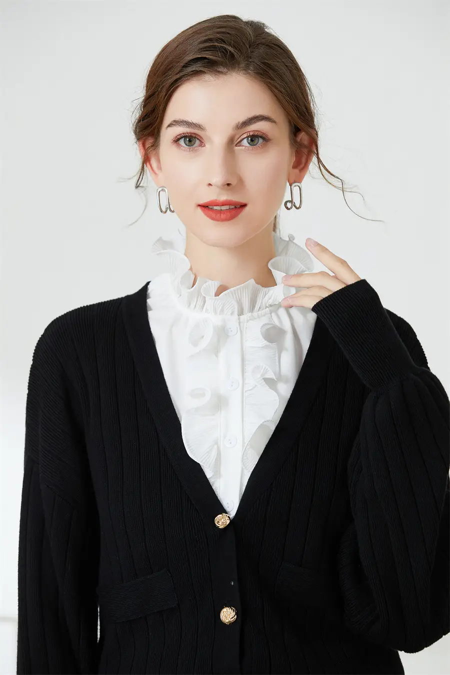 White Fake Collar with Ruffled Lace for Women — feature 4