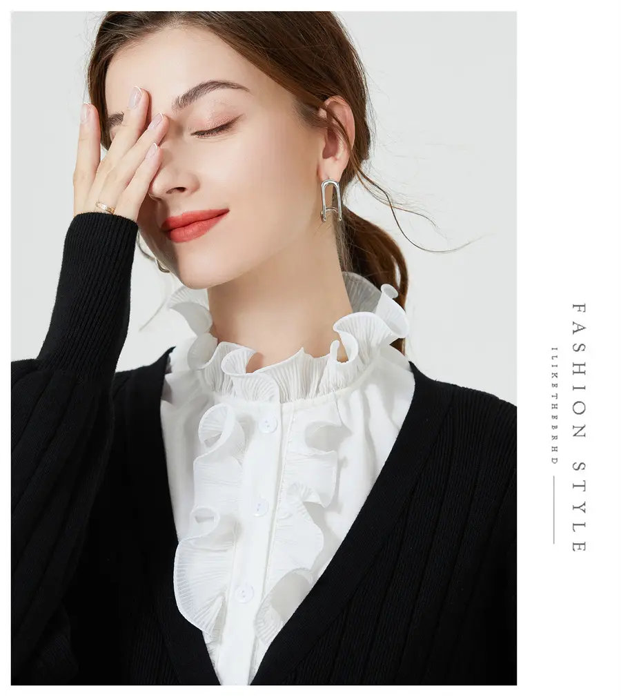 White Fake Collar with Ruffled Lace for Women — feature 5
