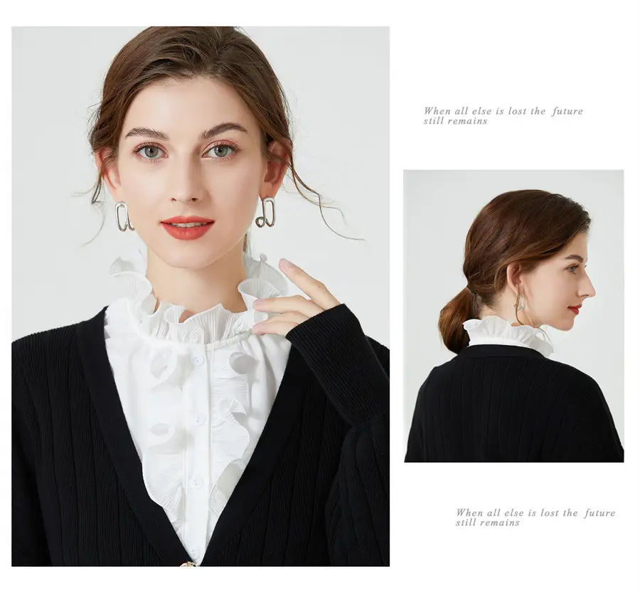 White Fake Collar with Ruffled Lace for Women — feature 7