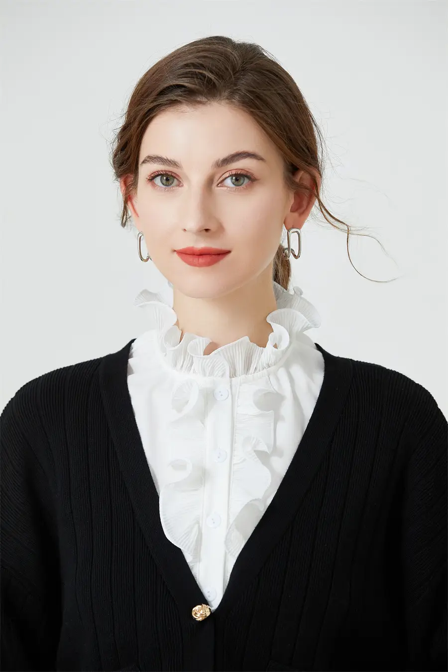 White Fake Collar with Ruffled Lace for Women — feature 9