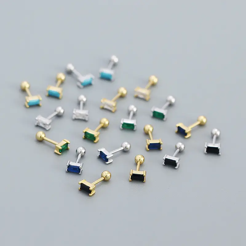 YHE0505 Gold Zircon Stud Earrings S925 Silver - Image 12