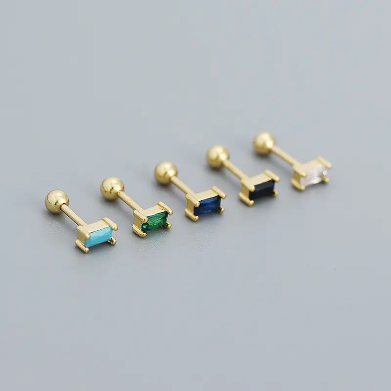 YHE0505 Gold Zircon Stud Earrings S925 Silver - Image 13
