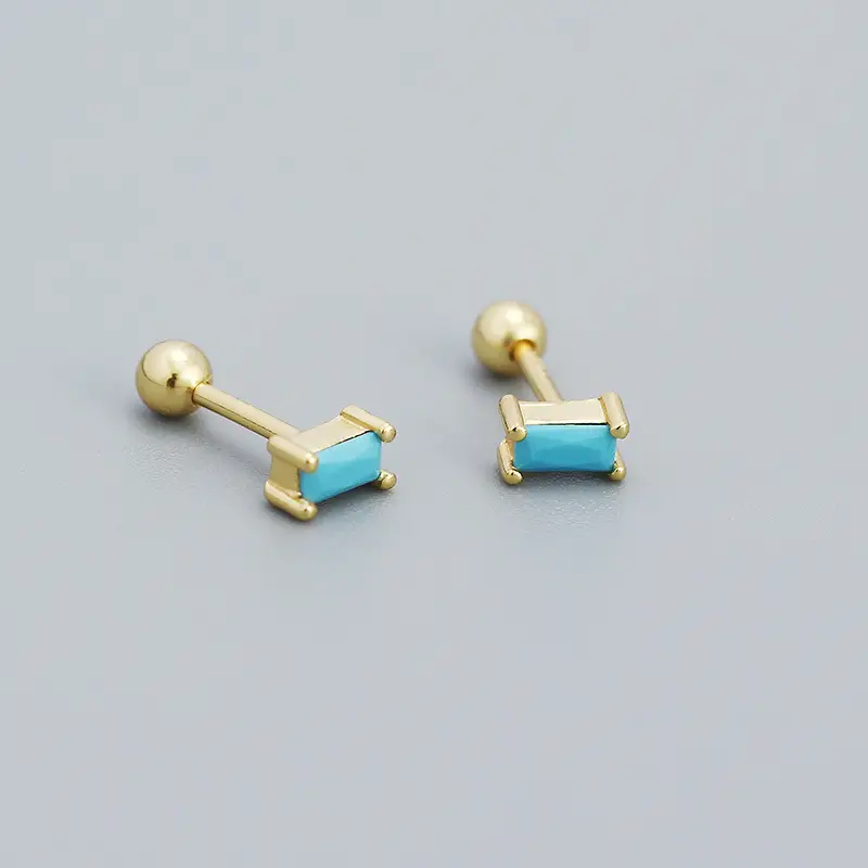 YHE0505 Gold Zircon Stud Earrings S925 Silver - Image 10