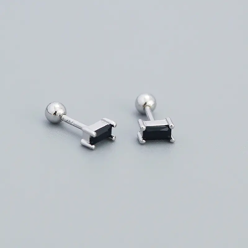 YHE0505 Gold Zircon Stud Earrings S925 Silver - Image 3