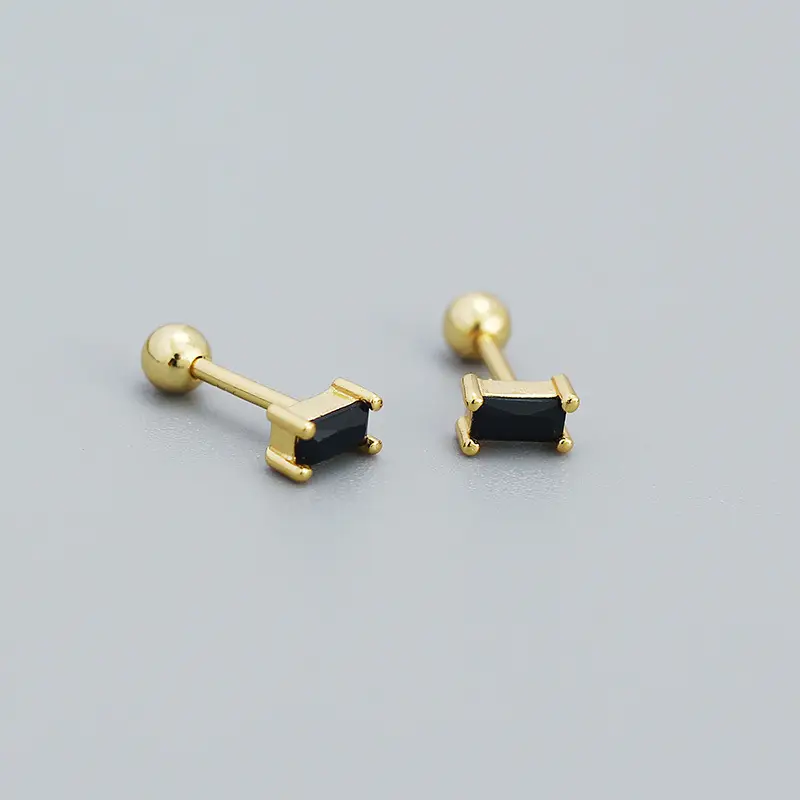 YHE0505 Gold Zircon Stud Earrings S925 Silver - Image 4