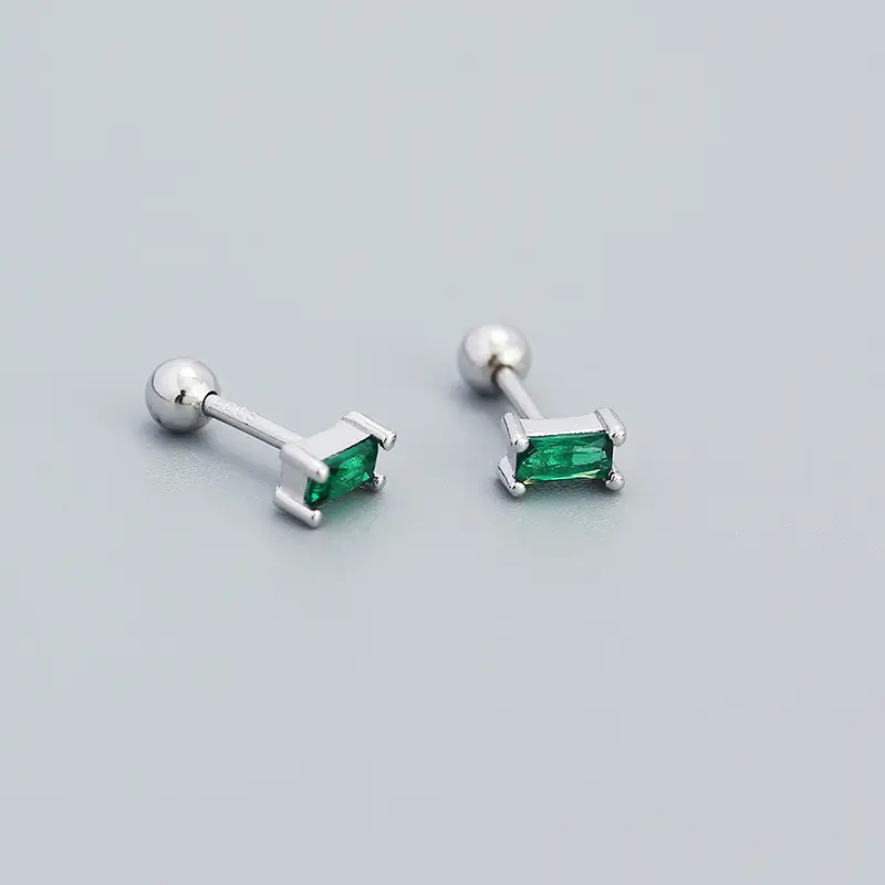 YHE0505 Gold Zircon Stud Earrings S925 Silver - Image 5