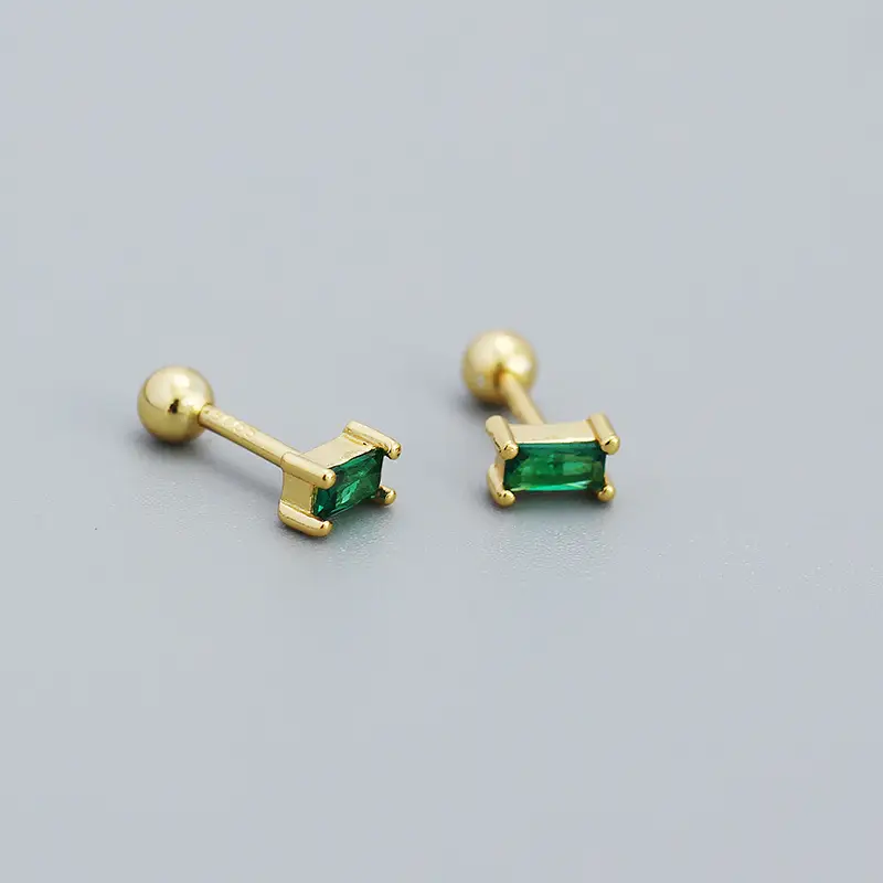 YHE0505 Gold Zircon Stud Earrings S925 Silver - Image 6