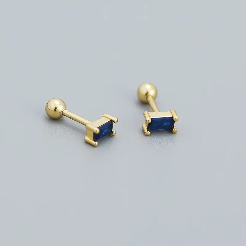 YHE0505 Gold Zircon Stud Earrings S925 Silver - Image 8