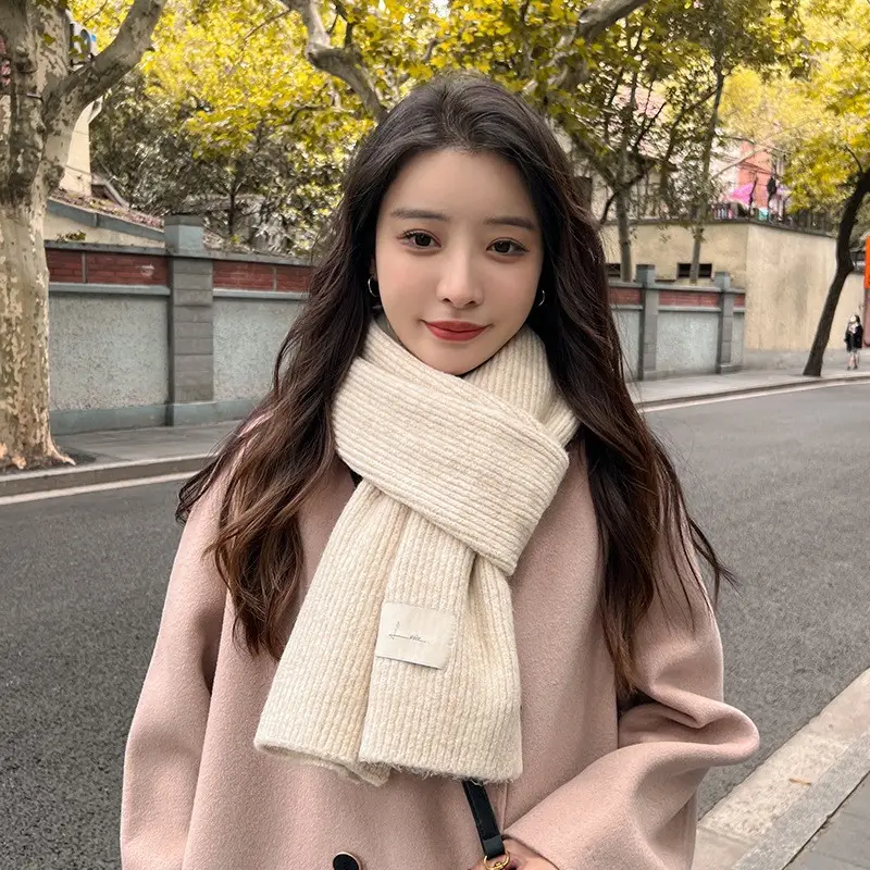 Women Knitted Wool Scarf Cream Warm All-match 2022 - Image 13