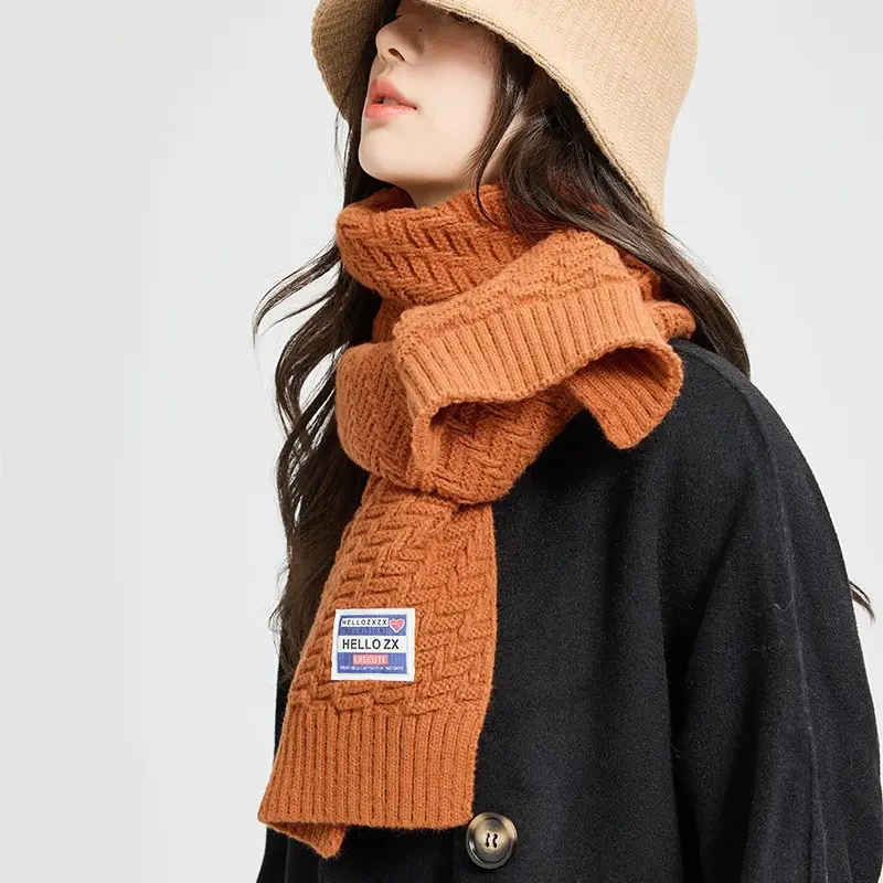 Women Knitted Wool Scarf Cream Warm All-match 2022 - Image 3
