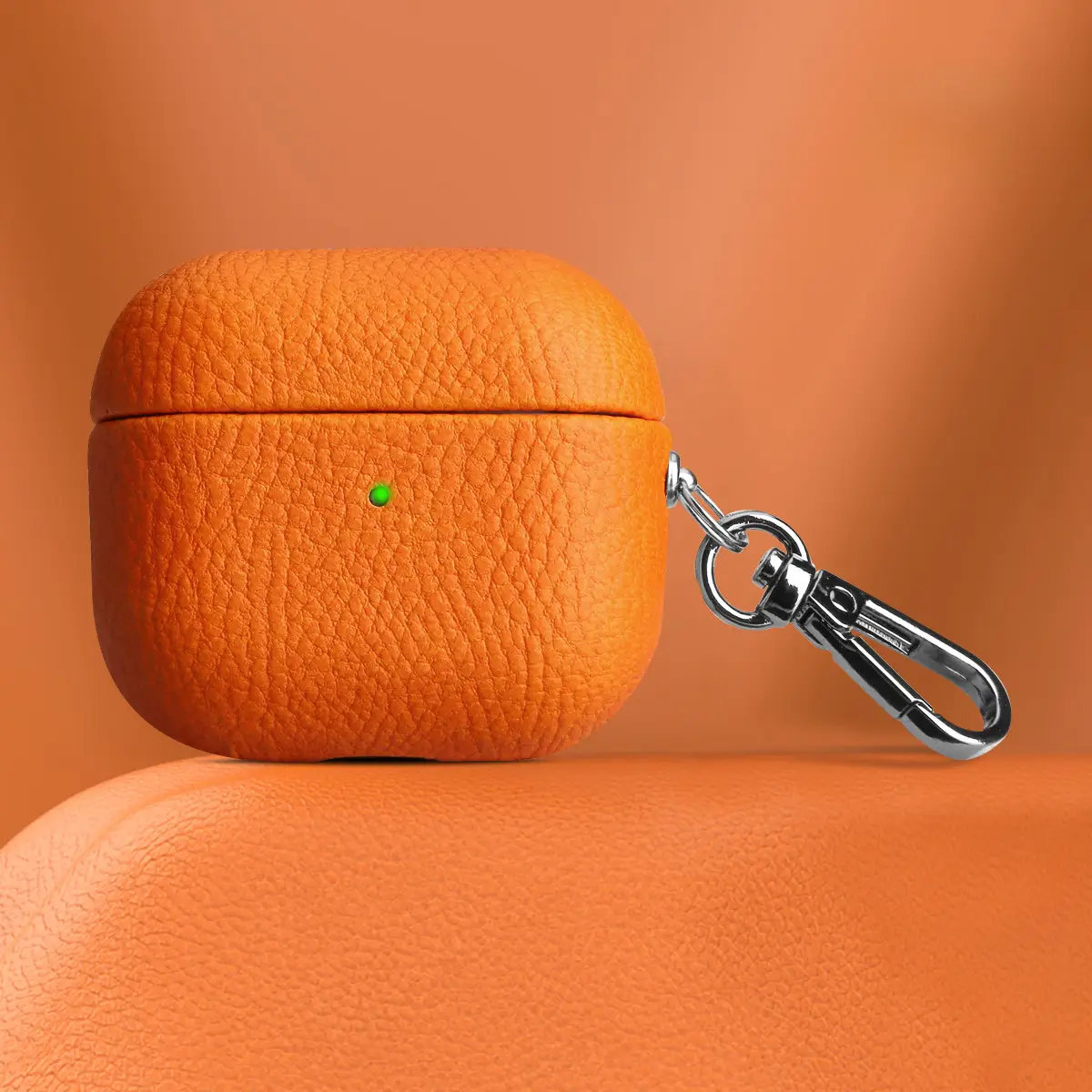 Black Leather Bluetooth Headset Case with Keychain