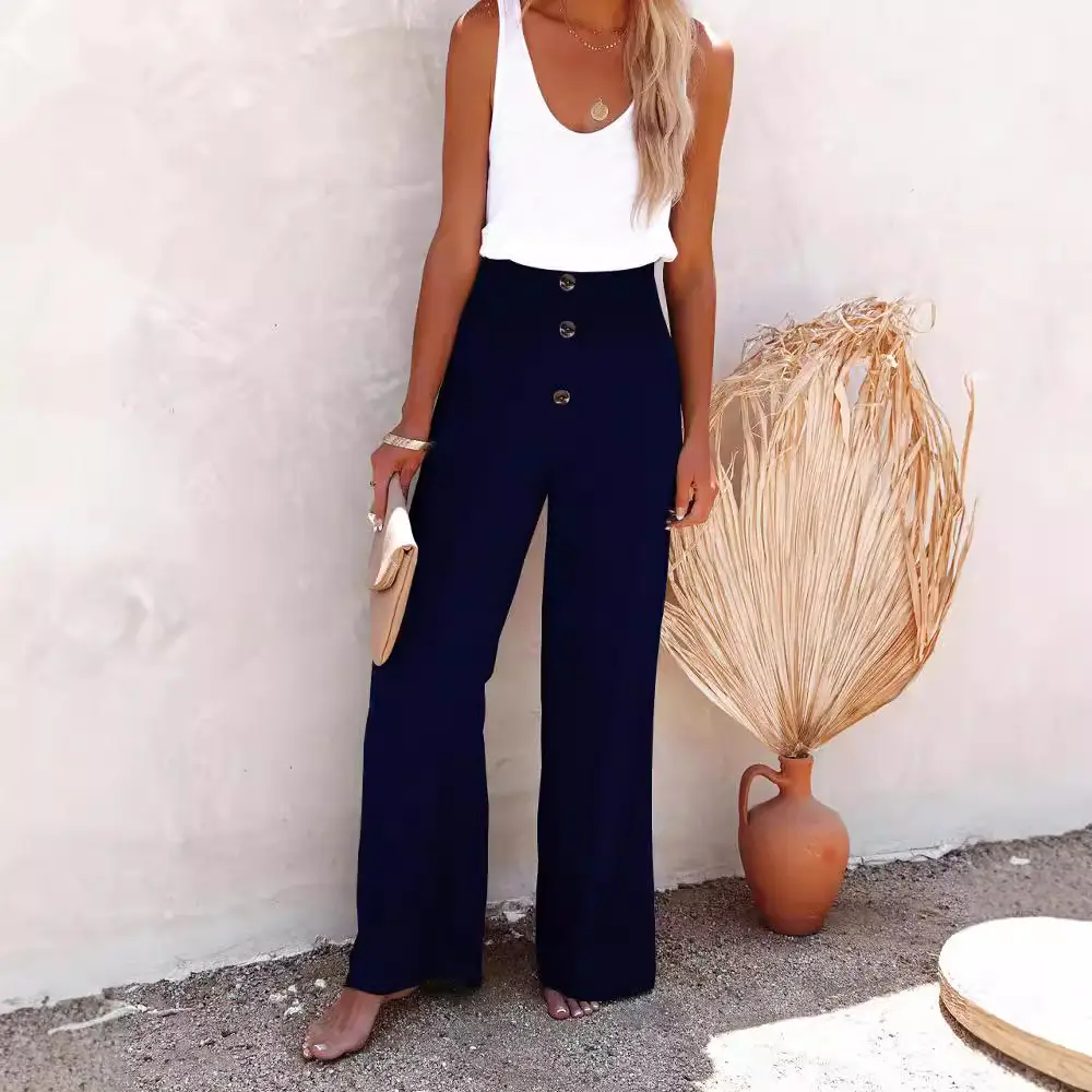 2024 Wide Leg High Waist Cotton Linen Pants